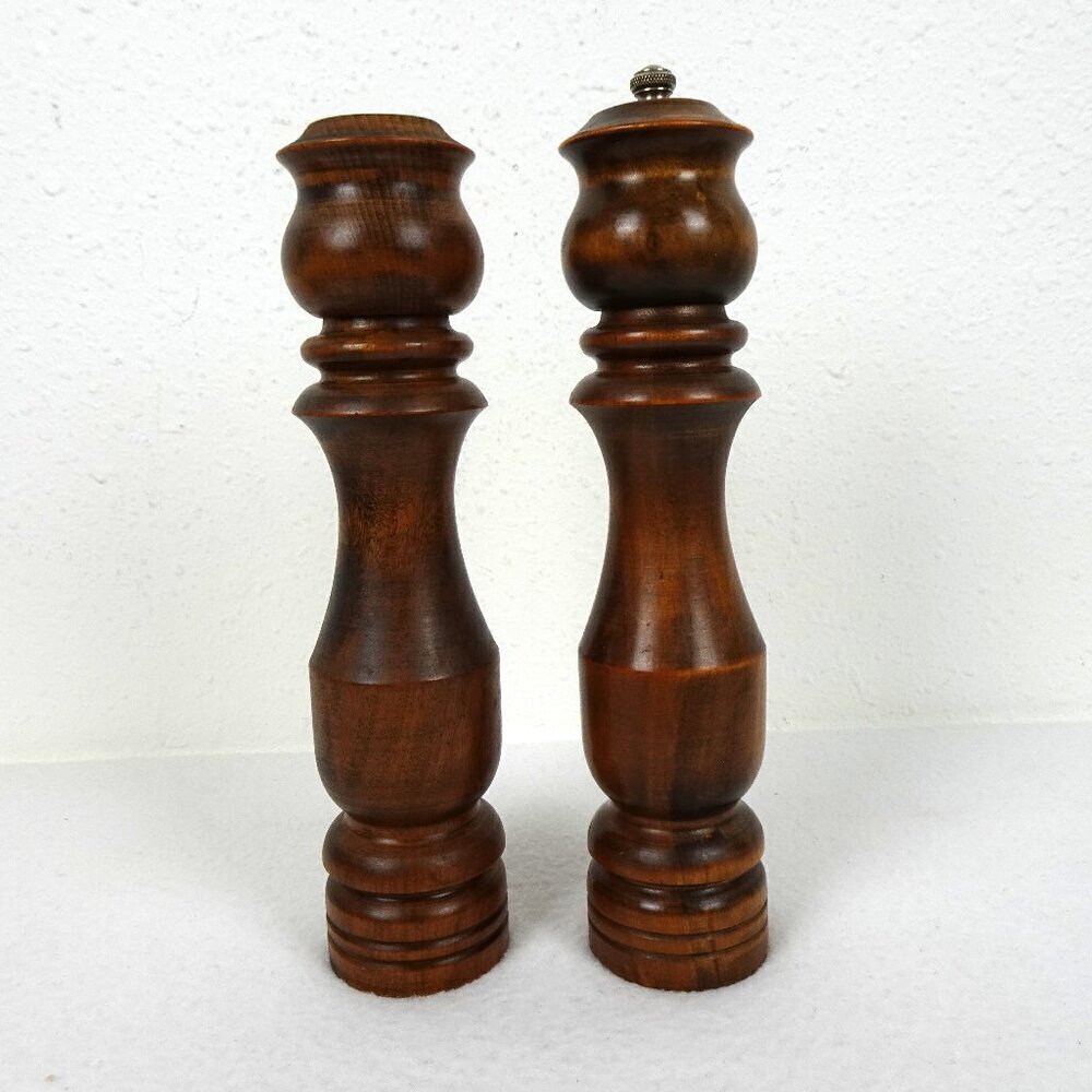 Woodcrest By Styson Wooden Salt Shaker Pepper Grinder 10 Inches MCM Vintage